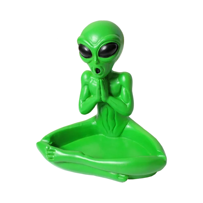 Cenicero Alien Verde Meditador – Diseño Original para Fumadores y Decoración Friki